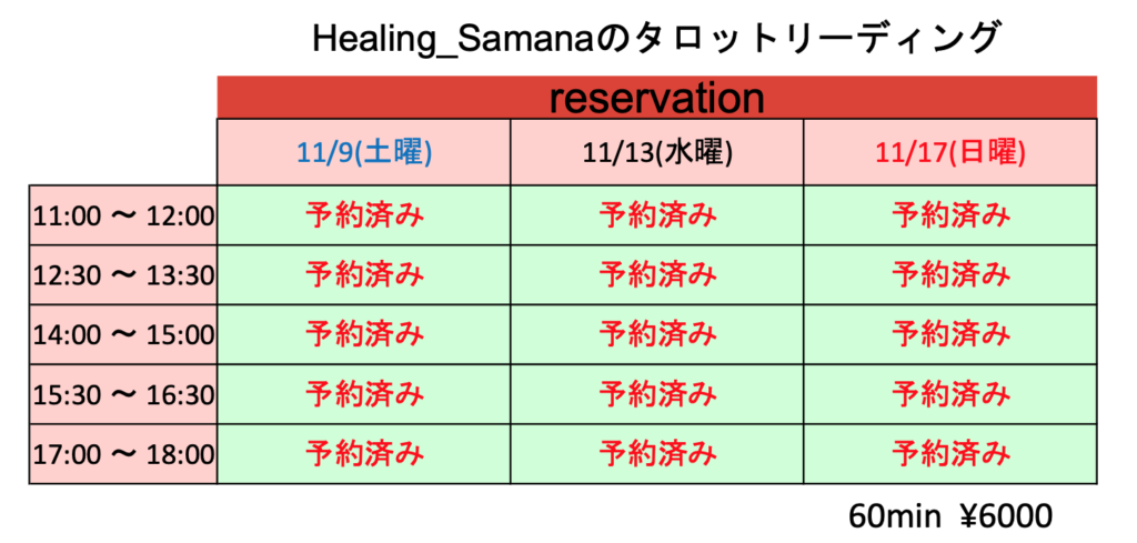 Healing-samana-タロットリーディング-2024/11